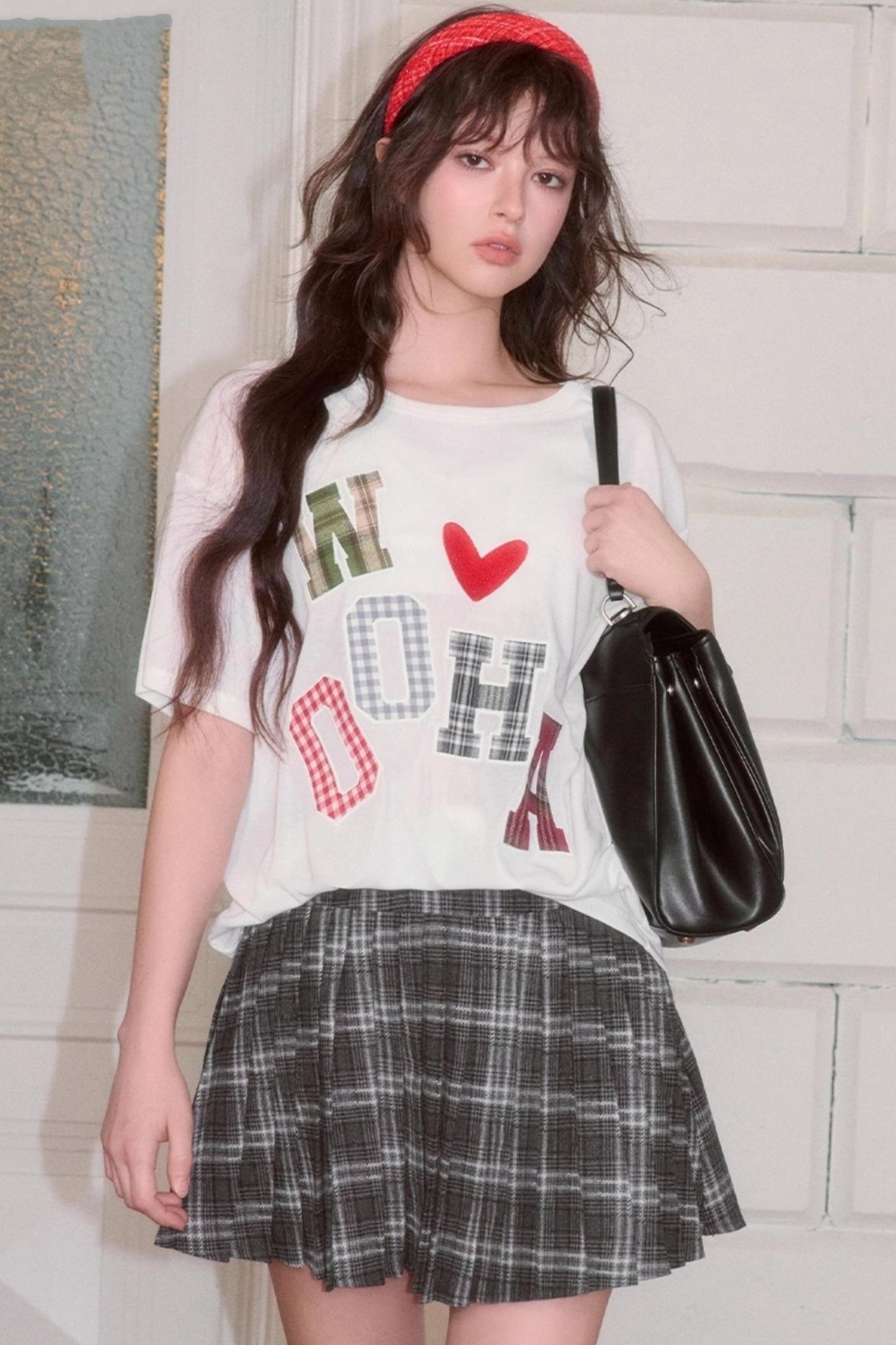 Fall Plaid Patch T-shirt