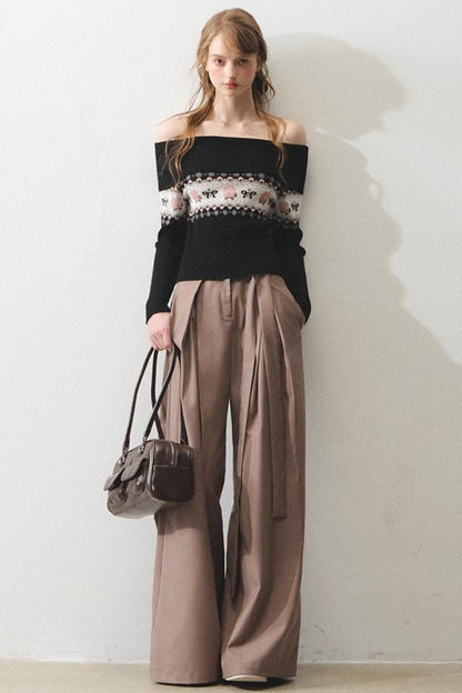 Mintfarbener Rosen-Jacquard-Pullover