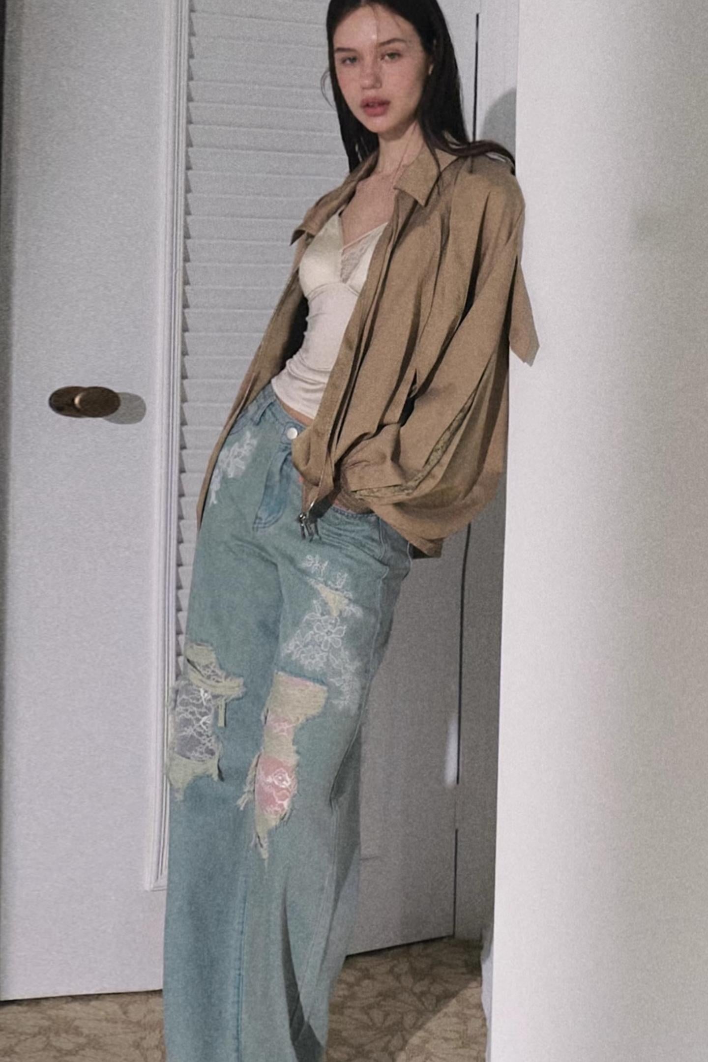 Angels 레이스 청바지