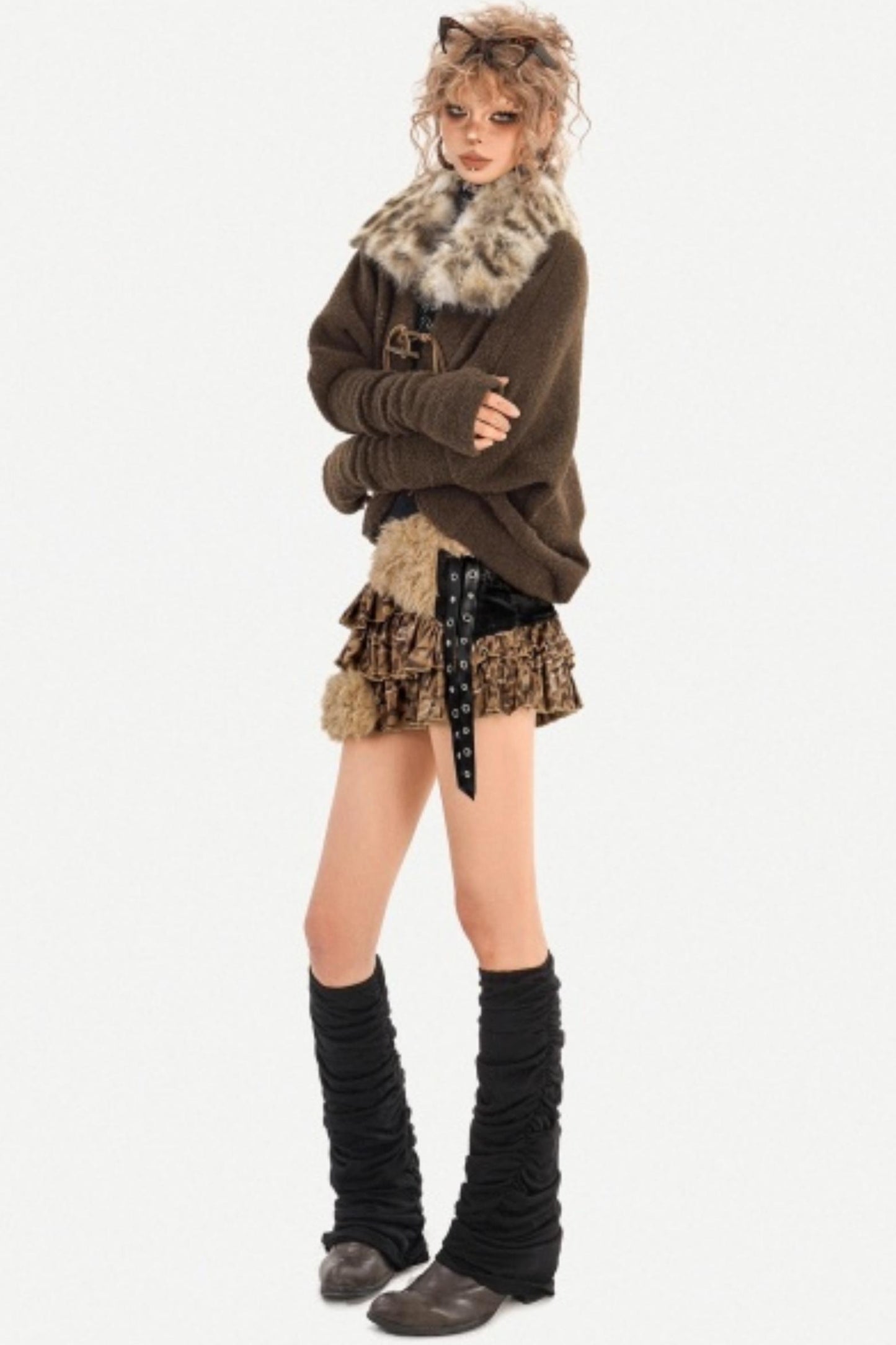 Retro Patchwork Fur Collar Jacket