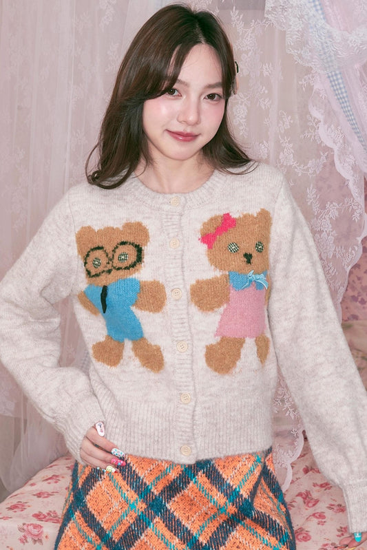 Peach Heart Plush Knit Cardigan
