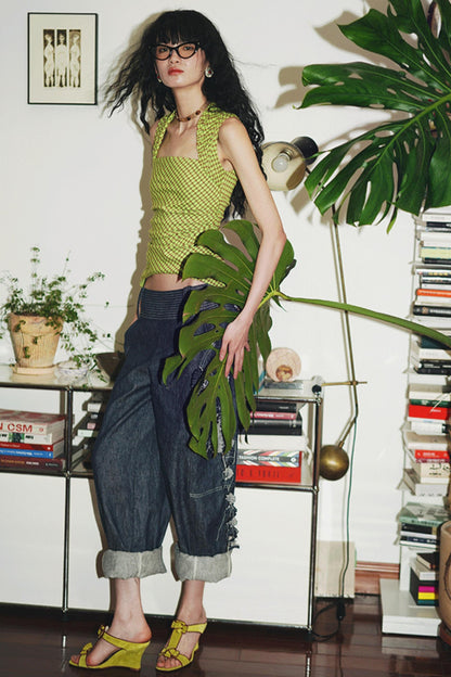 Sleeveless Tartan Vest