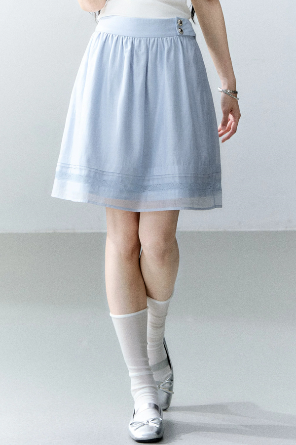 Blue Tencel A-Line Skirt