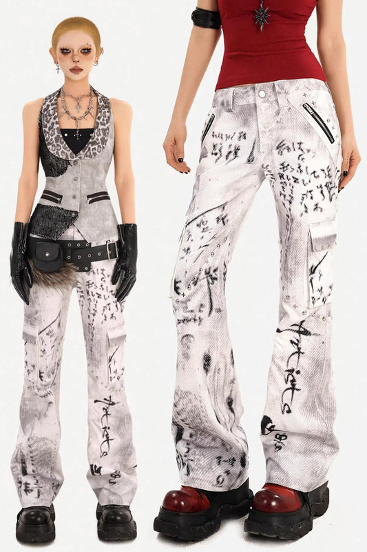 Gradient Denim Punk Pants