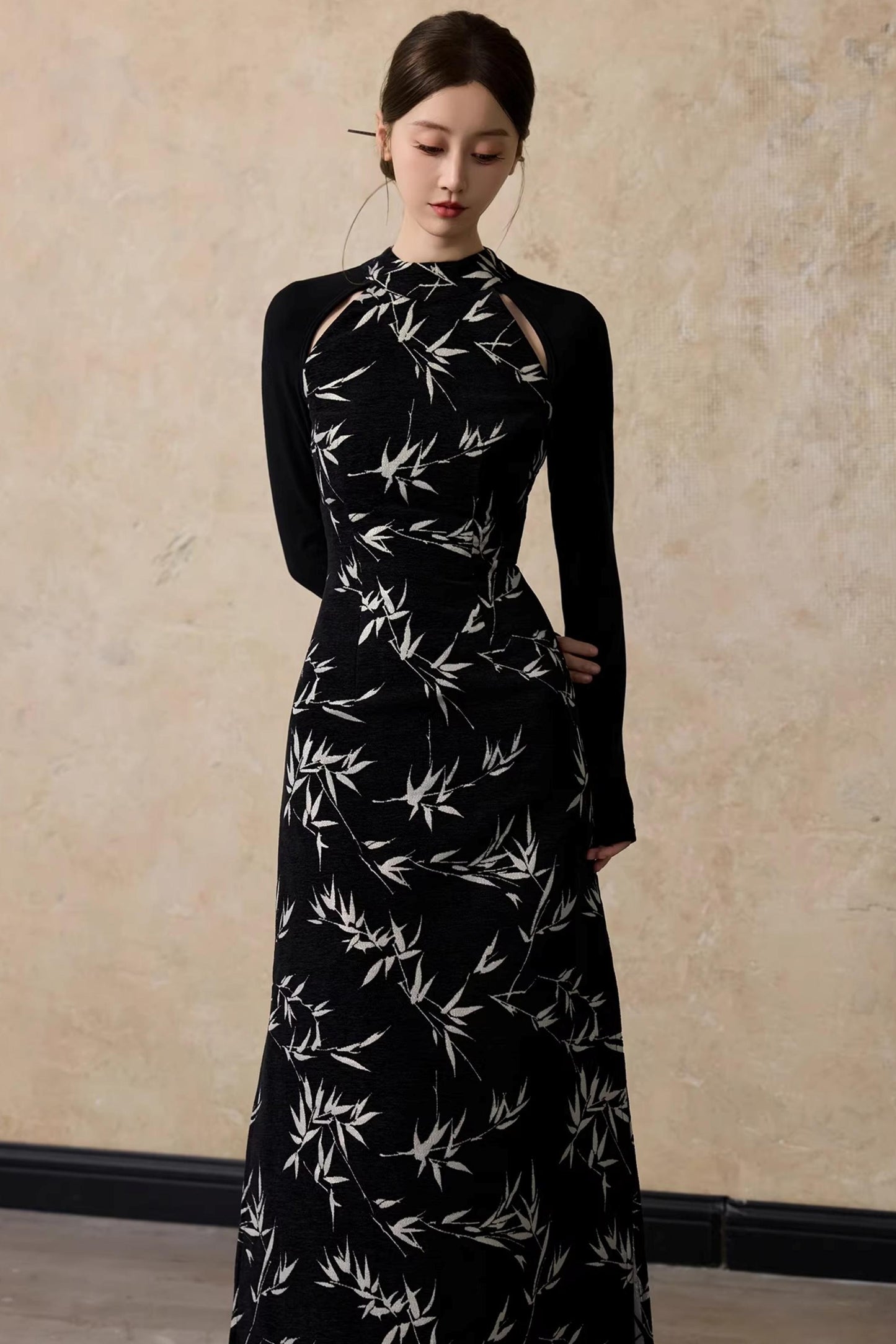 Bamboo Leaf Cheongsam Dress