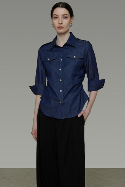 Dark Blue Slim-Fit Shirt