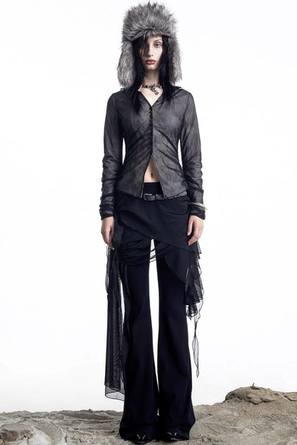 Lux Lace Stitching Big V-Neck Shirt