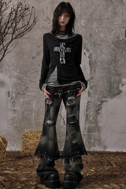 Swing Neck Knit Layer Top