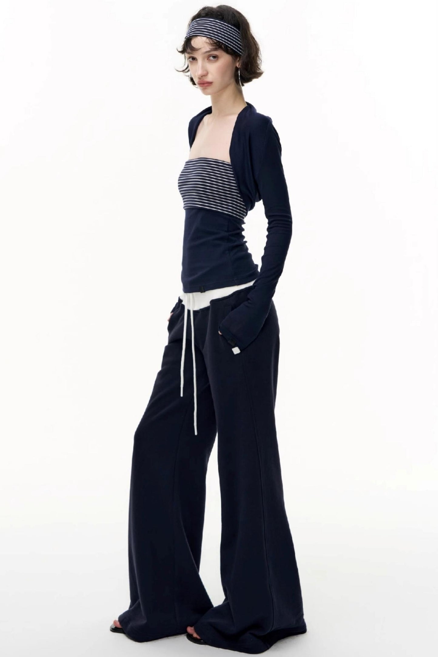 Flared Cotton Wide-Waisted Sweatpants