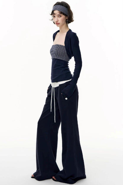 Flared Cotton Wide-Waisted Sweatpants