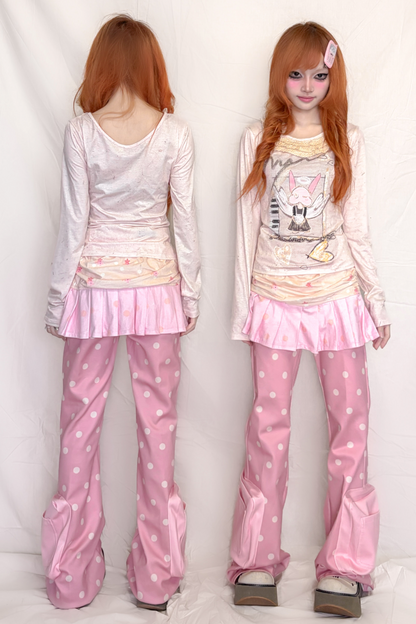 Rosa gepunktete Sweatpants