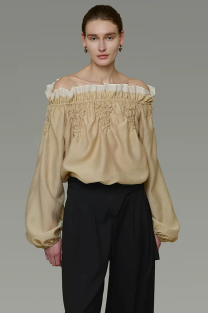 Unspoken Ruffled One-Shoulder Blouse