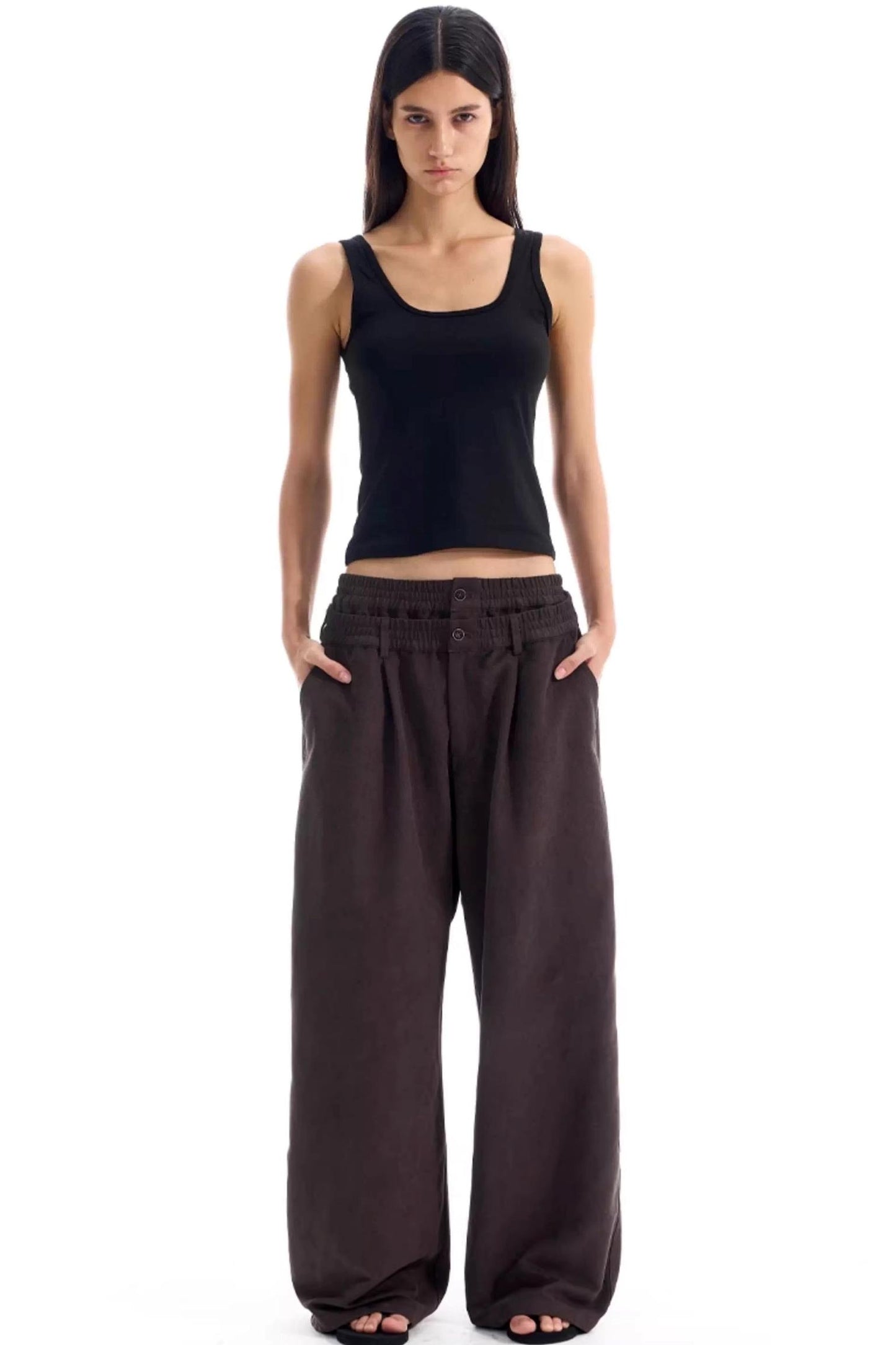 Double-Waist Pleated Pants