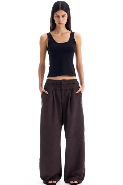 Double-Waist Pleated Pants