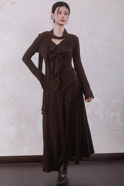 Design Streamer Knitted Top Skirt Set