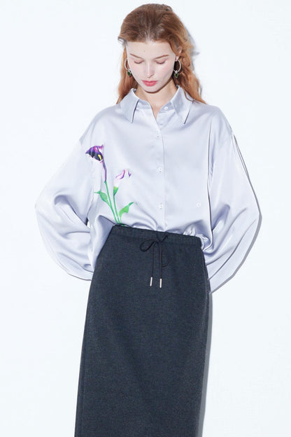 Silky Satin Calla Lily Blouse