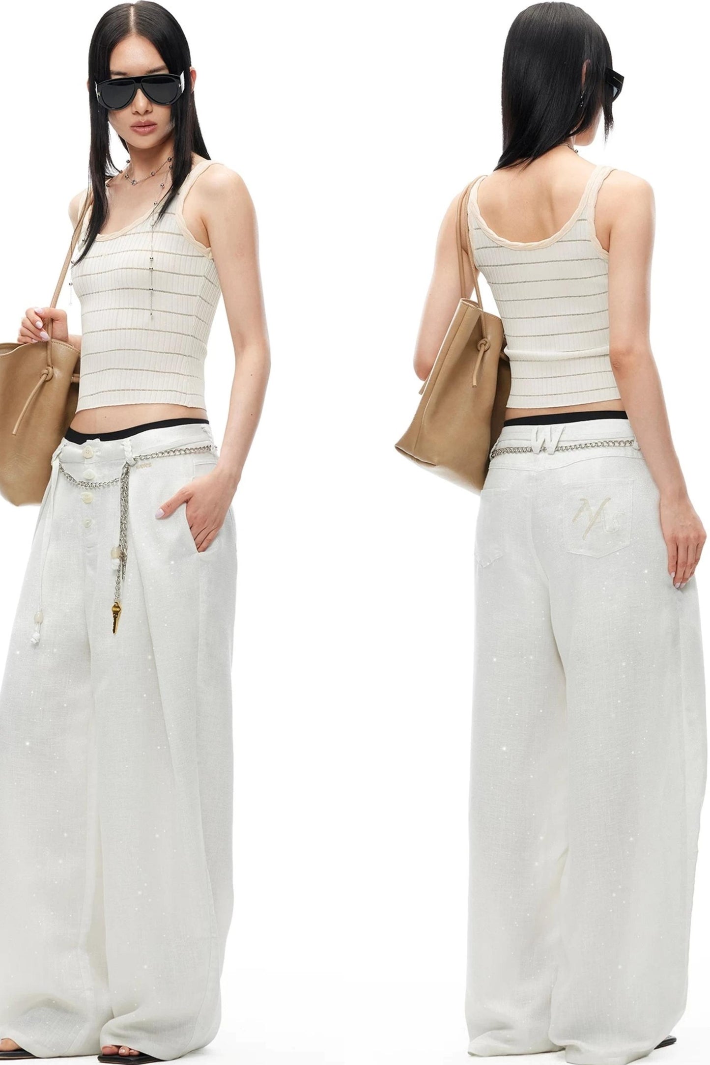 Color-Block Cable Knit Camisole Top