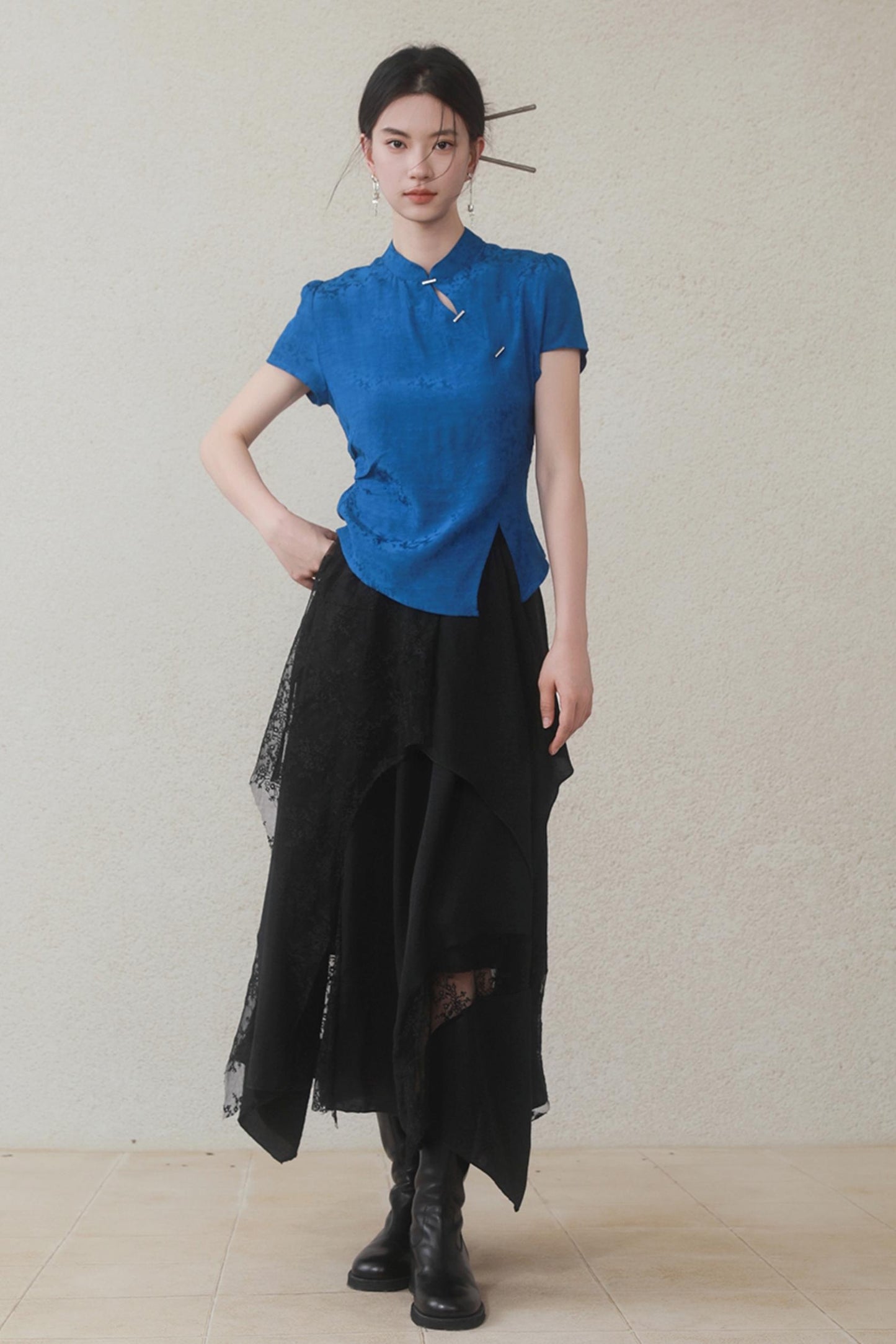 Dark Lace Midi Skirt