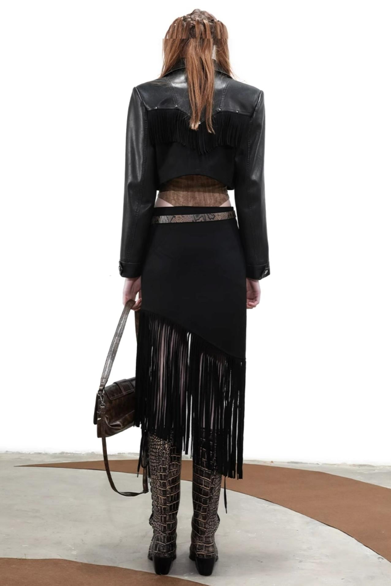 Snipe Fringe Midi Skirt