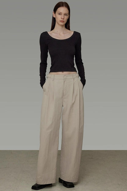 Autumn Drape Wide-Leg Pants