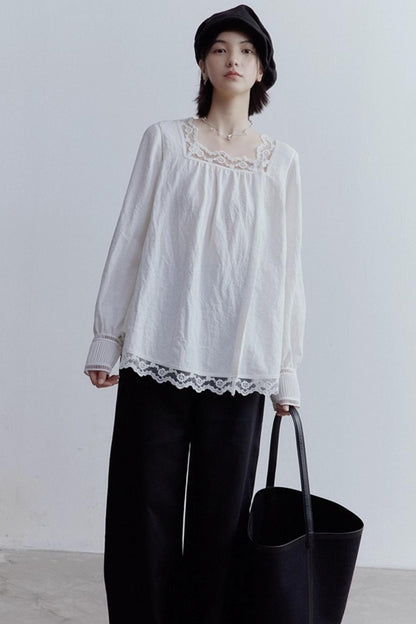Lace Stitching Heavy Work Cuffs Shirt