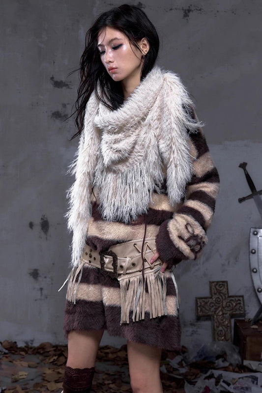 Vintage Fringe Triangle Scarf