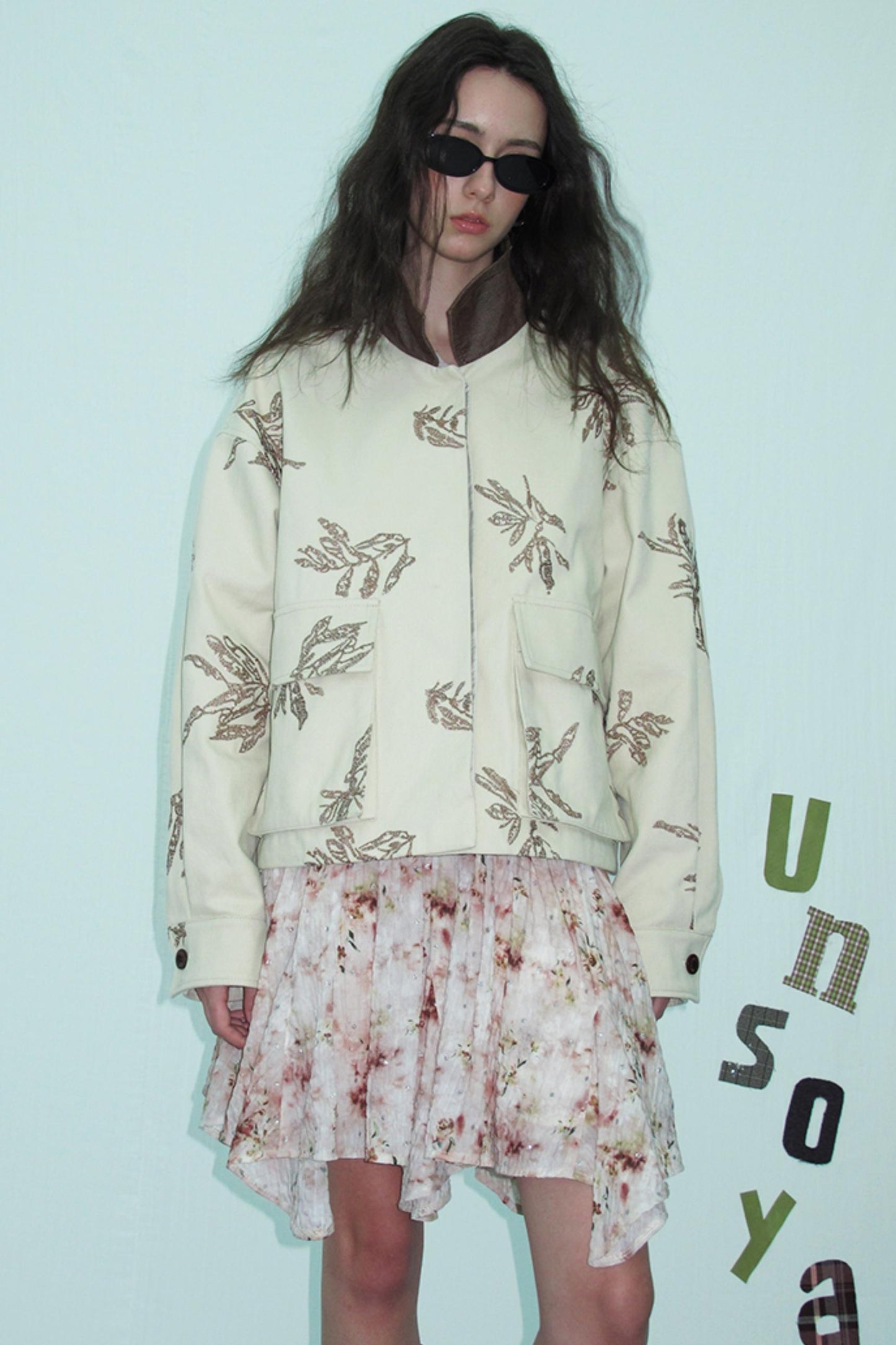 Embroidered Silver Cargo Coat