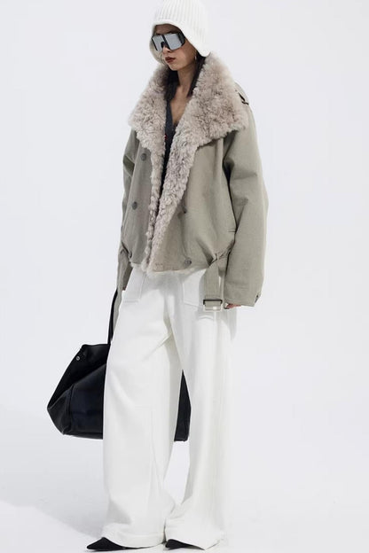 Warm Fleece Wide-Leg Pants