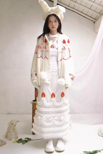 Happy Birthday Strawberry Mohair Cardigan