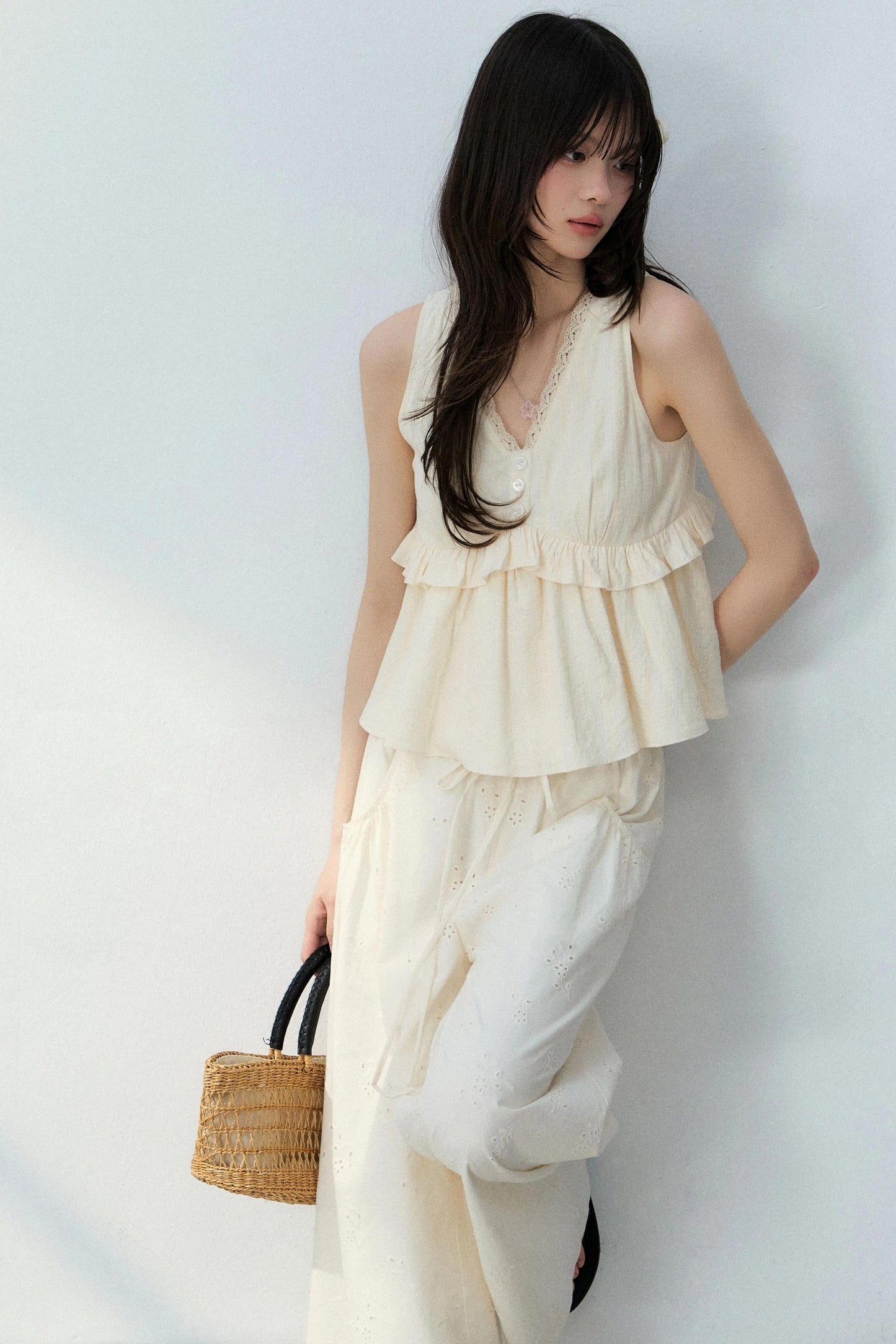 Lace Camisole Floral Pants
