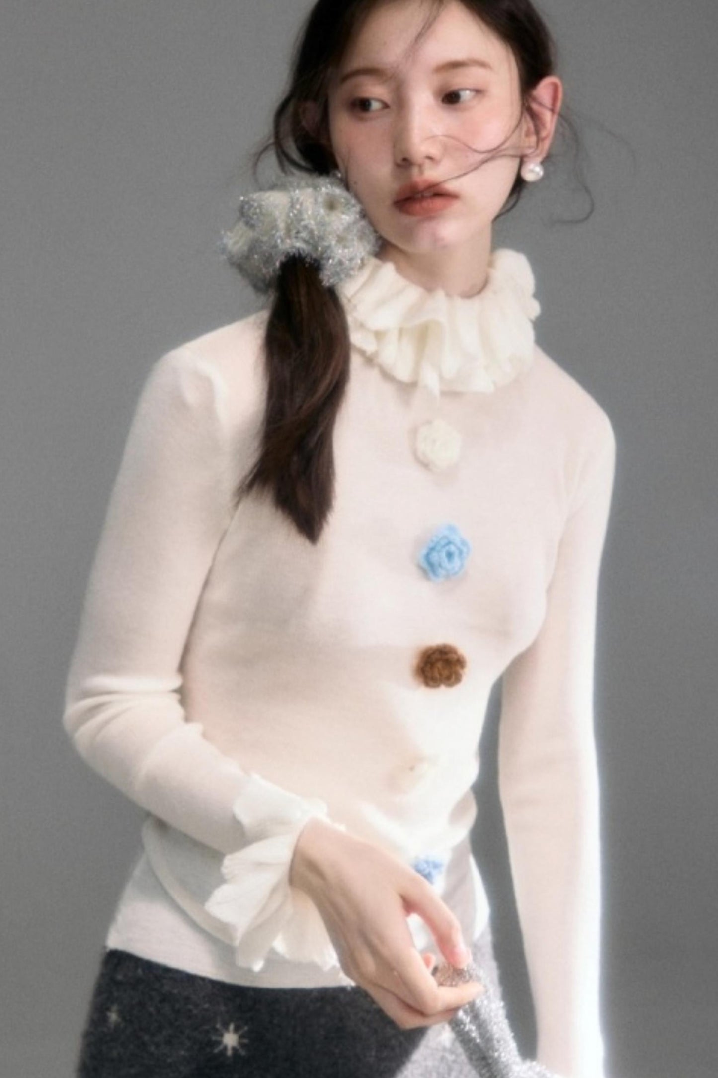 Velvet Floral Knit Top