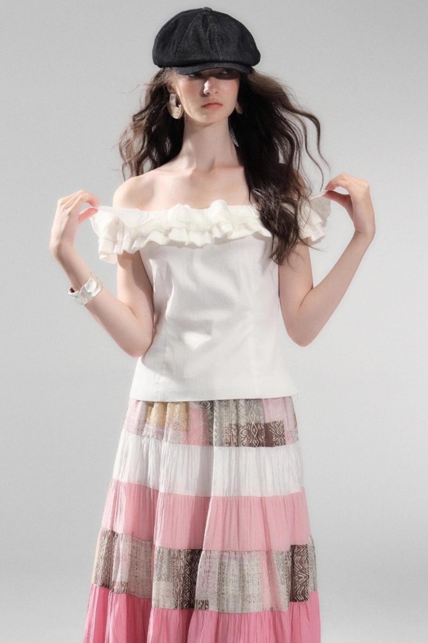 Begonia Ruffle One-Shoulder Top