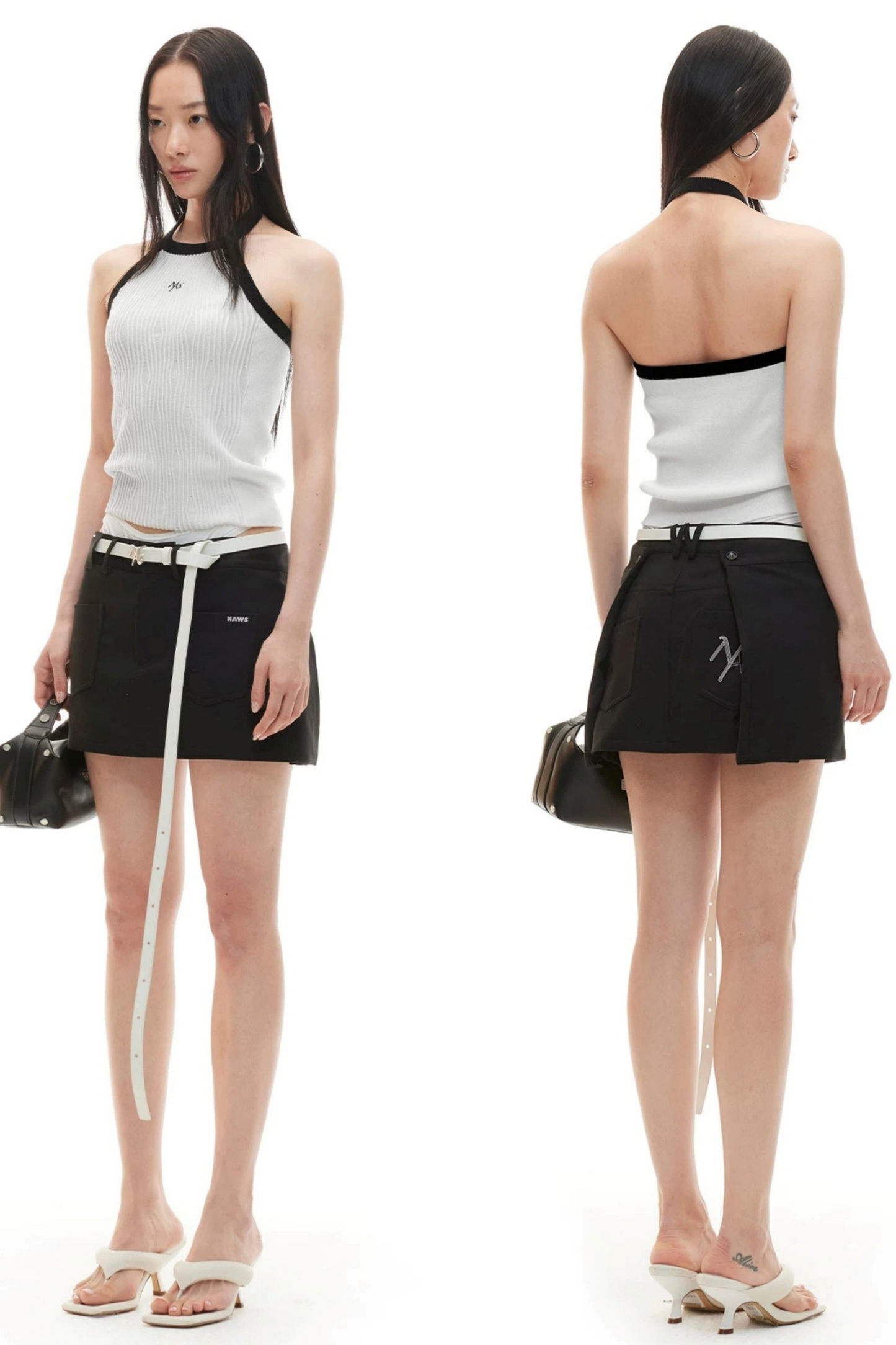 Wool Irregular Color-Block Vest