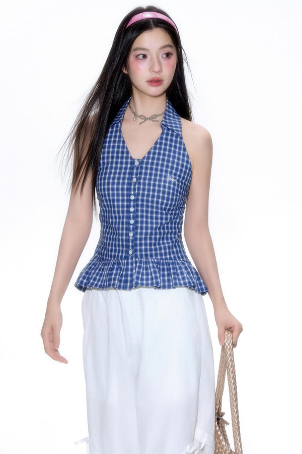 Chic Plaid Lace Vest