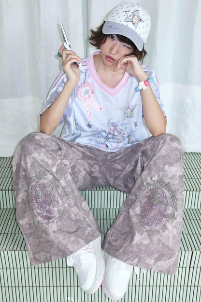 Y2K Strass-Camouflage-Hose