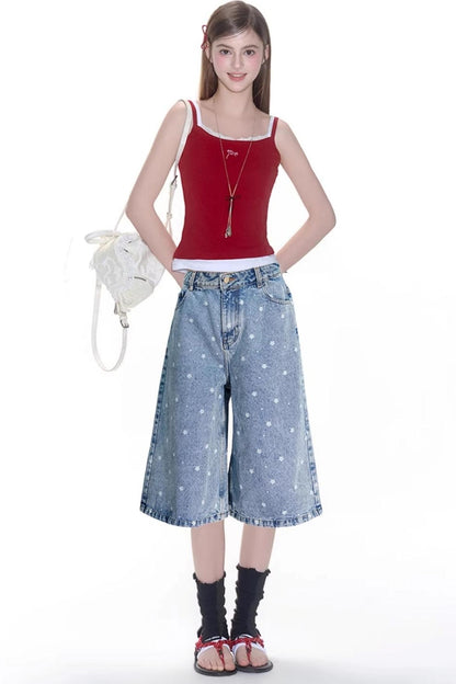 Floral Lace Camisole & Vintage Denim Set-Up