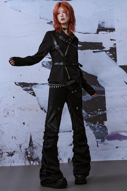 Metallic Turtleneck Knit Top