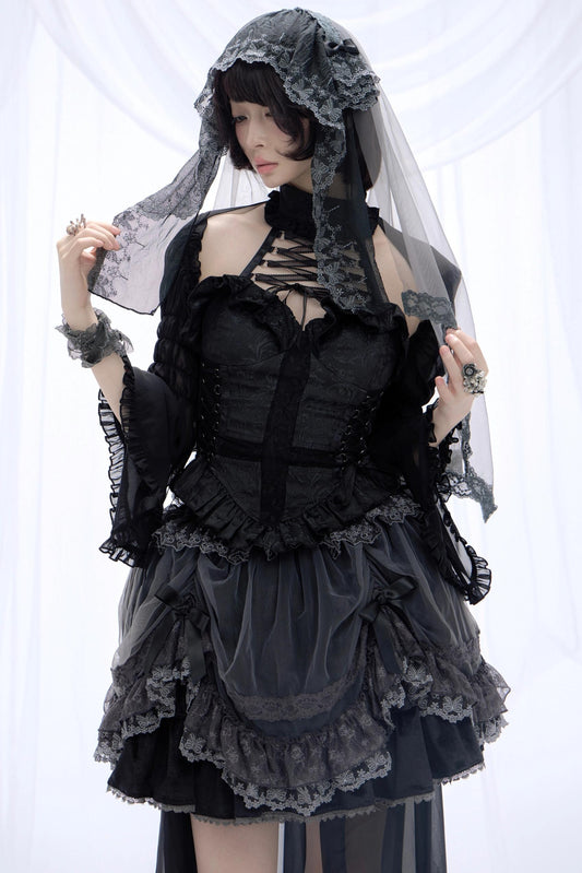 Cross Hollow Jacquard Halterneck Top Set-Up