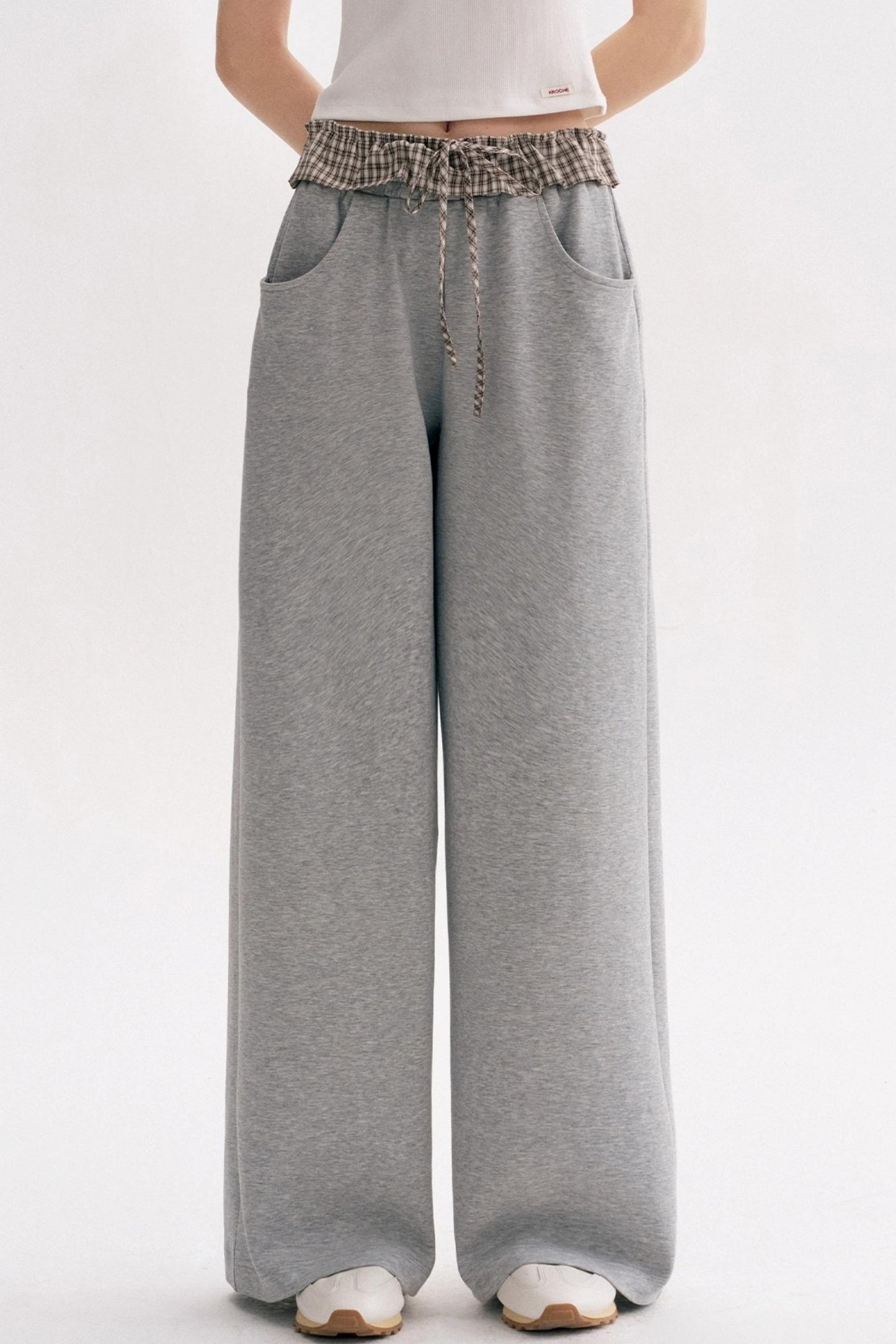 Lazy Contrast Wide-Leg Sweatpants