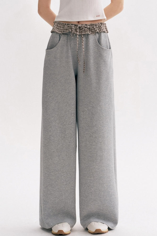Lazy Contrast Wide-Leg Sweatpants