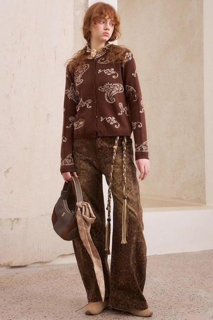 Leopard Print Straight Loose Pants