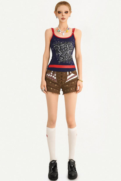Retro Halter Color-Block Top