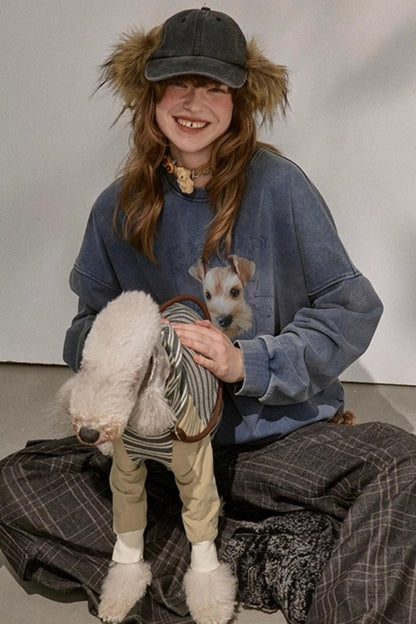 Lazy Vintage Style Pullover Sweatshirt