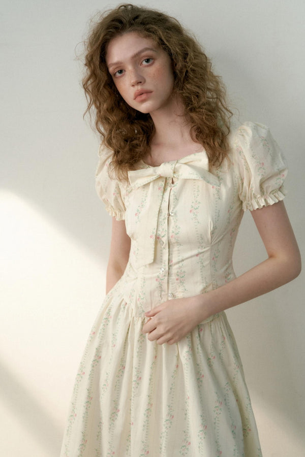 Floral Tie Bubble Sleeve Set-Up