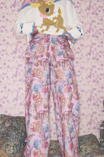 Pink Retro Animal Print Pants