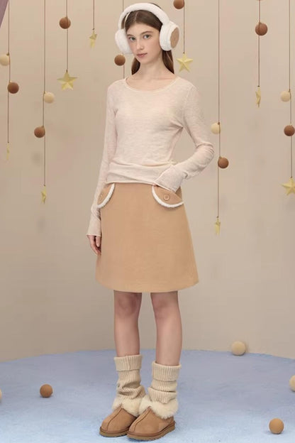 Snow Season Wool A-Line Skirt