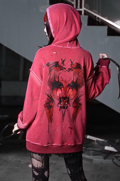 Devil Rust Red Hooded Top