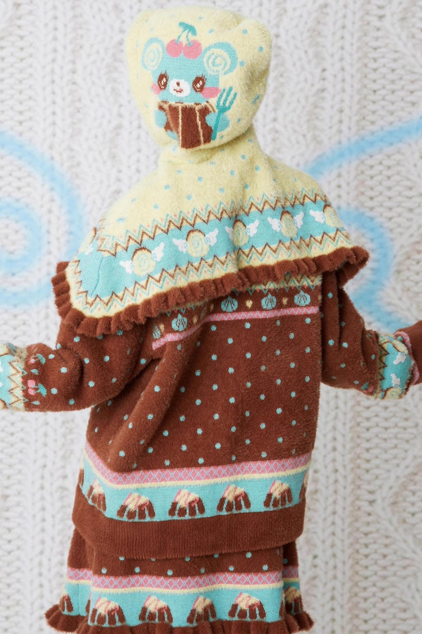 Yellow Bear Knitted Cape Hat