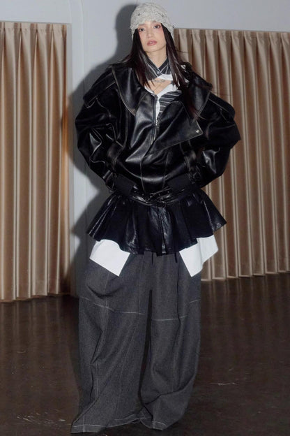 Nomadic PU Leather Puffy Skirt