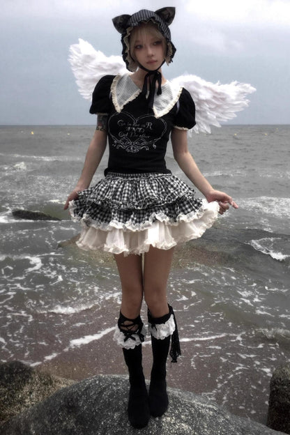 Black And White Plaid Suit Set-Up